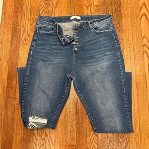 Kancan women’s distressed button fly skinny jeans size 20